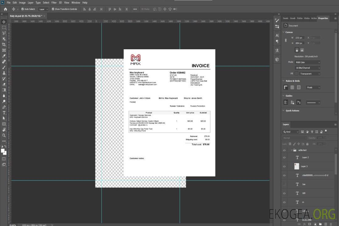 Modèle de facture de la société USA Max Keyboard template